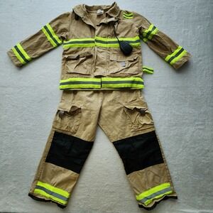 Firefighter Costume Kids Size 7-8 Years Dress Up Play Halloween Reflective